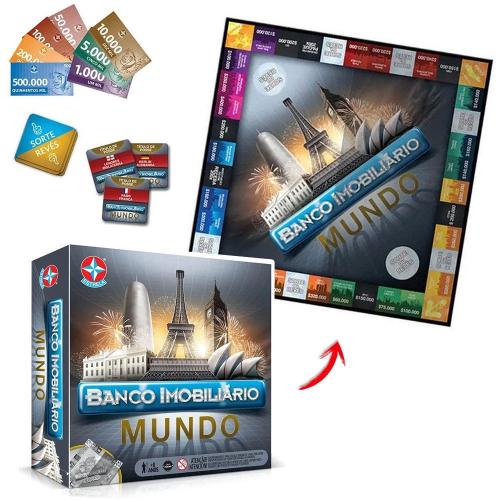 Jogo de Tabuleiro Banco Imobiliário Mundo Estrela