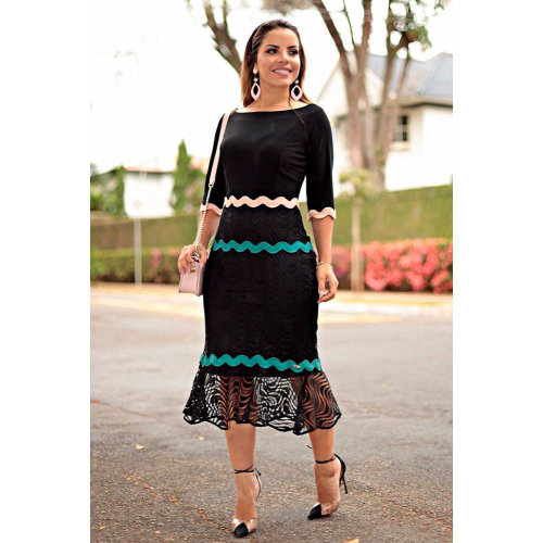 Vestido renda hot sale colorida
