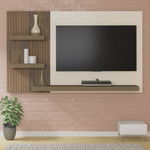 Painel para TV até 50 Polegadas 3 Prateleiras Chess Artely Pinho Ripado/Off White