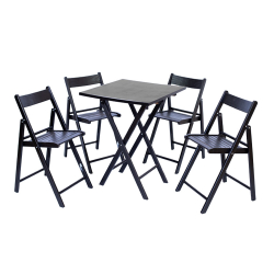 Mesa com 4 Cadeiras de Madeira Dobrável Linha Classic Preto para Sacada Apartamento Casa Rancho Chácara Menor preço em Mesa com 4 Cadeiras de Madeira Dobrável Linha Classic Preto para Sacada Apartamento Casa Rancho Chácara