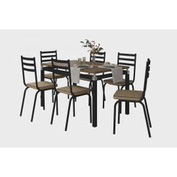 Conjunto De Mesa Com 6 Cadeiras Malva Tampo bp 136cm Preto Nature Assento Rattan Artefamol Menor preço em Conjunto De Mesa Com 6 Cadeiras Malva Tampo bp 136cm Preto Nature Assento Rattan Artefamol