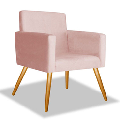 Poltrona Cadeira Nina Para Recepção Quarto Pé Palito Decorativa Sala Consultório Suede Rose - bc Dec é boa?