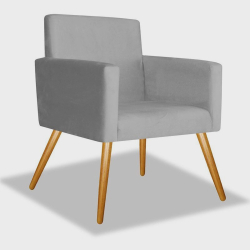 Poltrona Cadeira Nina Para Recepção Quarto Pé Palito Decorativa Sala Consultório Suede Cinza - bc Decor é boa?