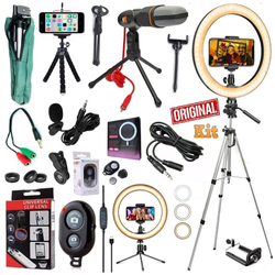 Kit Youtuber Profissional Lapela + Microfone Condensador de Mesa Tripé 1,30 Câmera Celular + Luz Led Anel Iluminador Ring Light 26cm Foto Vídeo Selfie + Lentes Olho Peixe é boa?