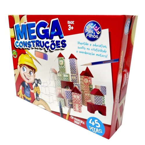 Jogo Construtor em Madeira Junges 40 Peças 710 - Mix Brinquedos