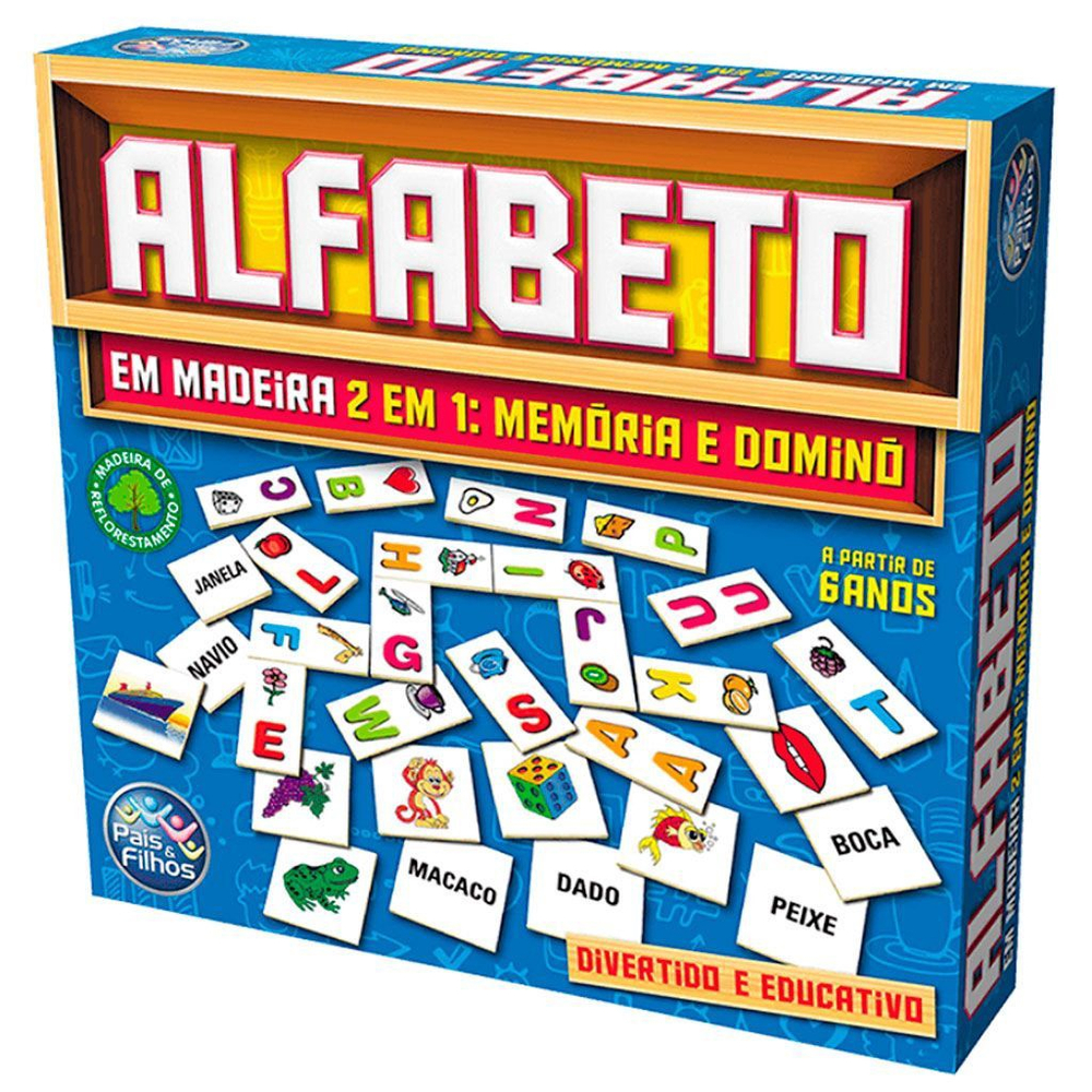 Kit 6 Jogos Educativos Alfabeto Memória Dominó Quebra Cabeça