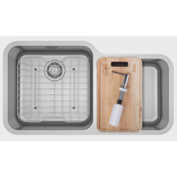 Cuba Dupla de Embutir para Cozinha Retangular em Inox C/Acessórios - Bell - Franke Menor preço em Cuba Dupla de Embutir para Cozinha Retangular em Inox C/Acessórios - Bell - Franke