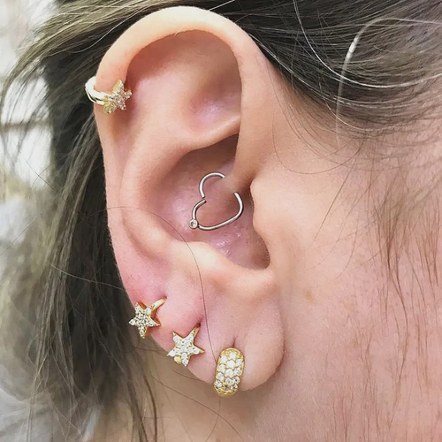 Piercing De Orelha De Ouro 18k Meia argola hélix de Zircônia