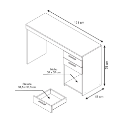 Menor preço em Escrivaninha Notavel com 2 Gavetas ideal para Escritorio Nogal Trend