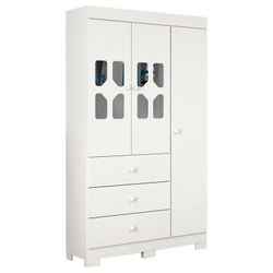 Menor preço em Guarda Roupa infantil New Cristal 3 Portas Branco Brilho - Canaã