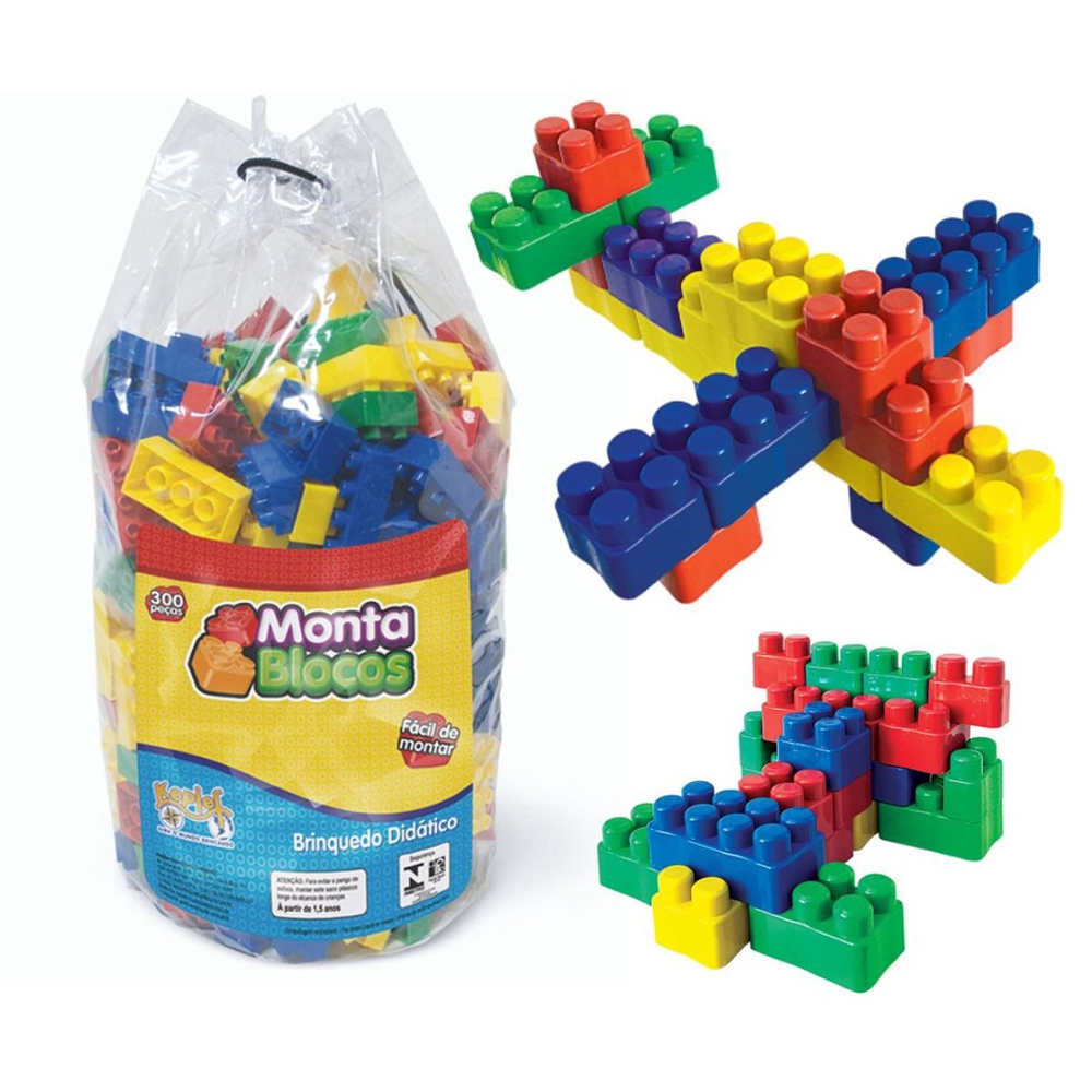 Blocos De Montar 300 Peças Grandes Brinquedo Educativo