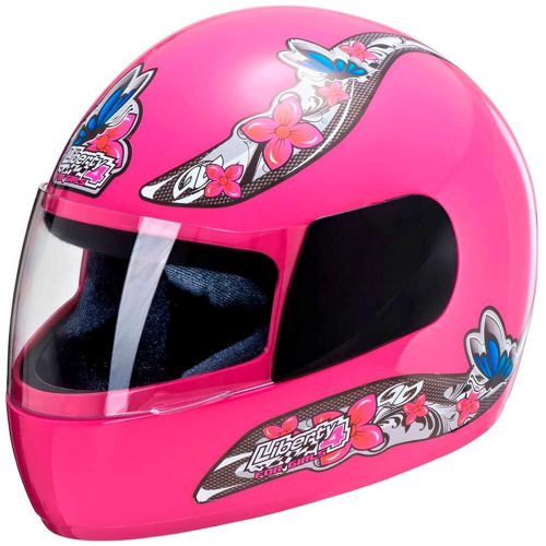 Capacete Moto Infantil Feminino Barato Liberty Four Pro Tork Fechado Rosa  Branco Rosa kit Criança Tamanho 54 Promoção Lançamento Menina Criança