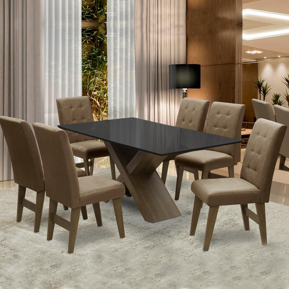 Conjunto Mesa de Jantar Preto Dubai 1,35m mdf com 4 Cadeiras Castanho /  Cacau em Promoção na Americanas