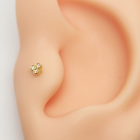 Ouro 18k Piercing 5mm Argola Estrela Cartilagem Tragus Orelha - FAB JOIAS