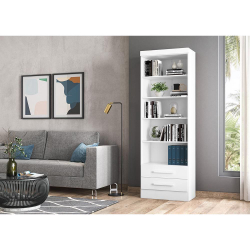 Livreiro Multiuso com 2 Gavetas Branco - Qmovi Menor preço em Livreiro Multiuso com 2 Gavetas Branco - Qmovi