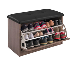 Sapateira Puff Bau Cama Versatile Premium Luxo Até 12 Pares Marrom - Estofado Preto é boa?
