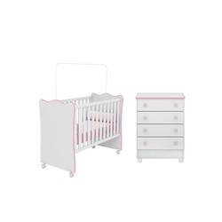 Quarto De Bebê Com Berço E Cômoda Doce Sonhos (102 103) - Branco-Rosa Menor preço em Quarto De Bebê Com Berço E Cômoda Doce Sonhos (102 103) - Branco-Rosa
