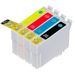 Menor preço em Kit 4 Cartuchos tinta compatível Epson TX125 TX123 T25 135 133 7 ml.