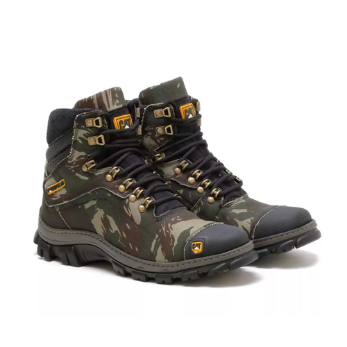 BOTA EM COURO CAT 01 CAMUFLADA