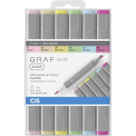 Caneta Cis Graf Duo Brush 2 pontas c/06 cores Tons Pastel