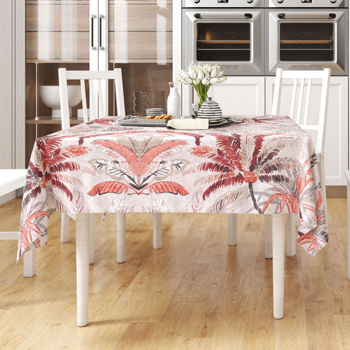 Toalha mesa toile de jouy vermelho com babado xadrez vermelho - kasa 57