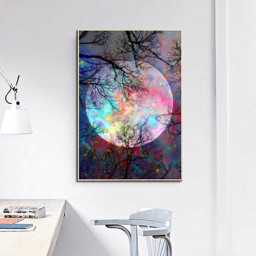 Diy Pintura Diamante Floresta Arvore Cor Lua Cheia De Diamantes Do Ponto Da Cruz Colar Colar De Decoracao Para Casa Diamante Bordado Papel De Parede Nas Americanas