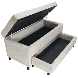Baú Recamier 3 em 1 Calçadeira Sapateira Casal Suede Bege 140x56x50cm - votobox Menor preço em Baú Recamier 3 em 1 Calçadeira Sapateira Casal Suede Bege 140x56x50cm - votobox