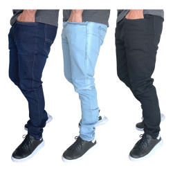 Calça Jeans Masculina Slim Kit com 03 Vira Lata Wear Originais Lavadas Menor preço em Calça Jeans Masculina Slim Kit com 03 Vira Lata Wear Originais Lavadas