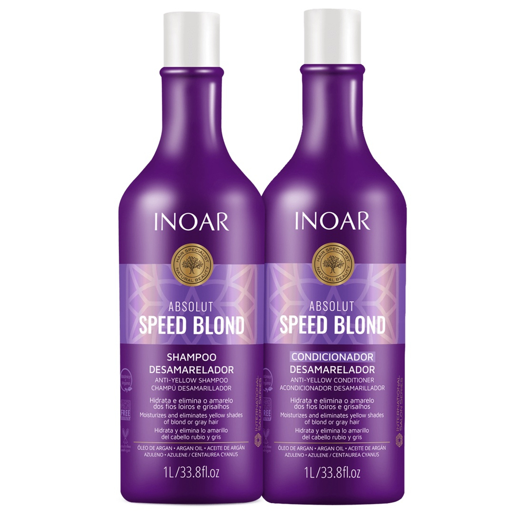 Kit Shampoo 1L e Condicionador 1L Inoar Absolut Speed Blond (2 Produtos)