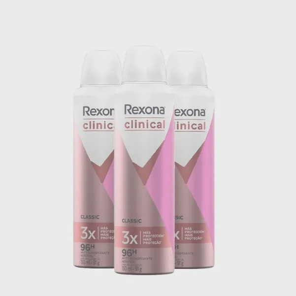 Desodorante Aerosol Rexona Clinical Feminino Classic 150ml 3 Unidades ...