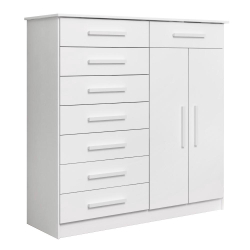 Cômoda 2 Portas e 8 Gavetas New Verona Branco Menor preço em Cômoda 2 Portas e 8 Gavetas New Verona Branco