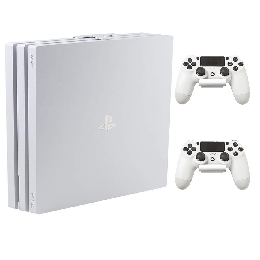 Kit Suporte Vertical PS4 pro + 2 Suportes Controle Branco