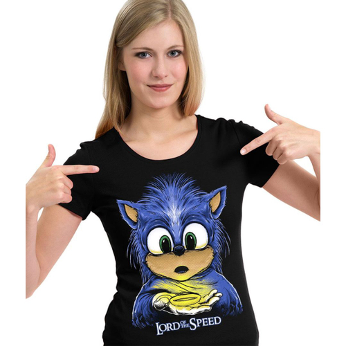 Camiseta Personagem Sonic Algodão Fio 30.1 Gola Redonda - Preto