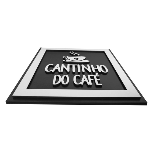 Quadro Decorativo Para Cozinha Alto Relevo Em Mdf Preto 20x20 Cantinho do Café - Imagem 2