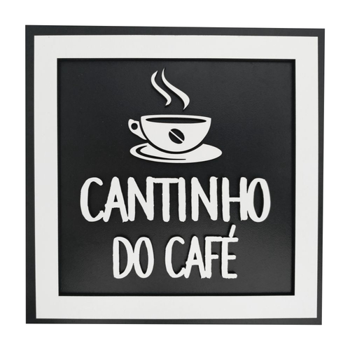 Quadro Decorativo Para Cozinha Alto Relevo Em Mdf Preto 20x20 Cantinho do Café - Imagem 3