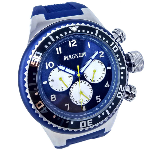 Relógio magnum masculino cronógrafo azul silicone MA33504F em