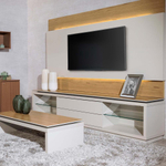 Rack com Painel para TV de até 75 Polegadas New Lincoln Cinamomo c/ Off White Fosco 195cm Província