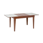 Mesa de Jantar Extensível Smart Imbuia c/ Vidro Branco 120/180 cm
