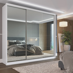 Guarda Roupa Casal 3 Portas com Espelho 4 Gavetas 100% mdf London Yescasa Branco Menor preço em Guarda Roupa Casal 3 Portas com Espelho 4 Gavetas 100% mdf London Yescasa Branco