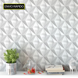 Menor preço em Papel De Parede Imita 3D Adesivo Vinílico Lavável 3mX50cm Triangulo Branco E Cinza Para Quarto Sala Cozinha