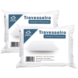 Kit 2 Travesseiros Alto 16cm em Fibra de Silicone - Comfort Premium Menor preço em Kit 2 Travesseiros Alto 16cm em Fibra de Silicone - Comfort Premium