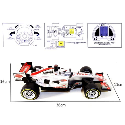 Carrinho Controle Remoto Formula1 Bateria Recarregável na Americanas  Empresas