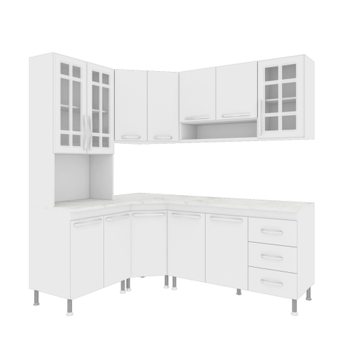 Cozinha Completa Sophie Viena Modulada 5 Peças 340 Cm 12 Portas 3 Gavetas  Com Tampo Branco em Promoção na Americanas