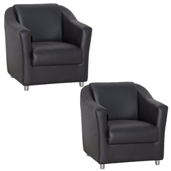 Kit 2 Poltronas Decorativa Bia Corino Preto - rw decor Menor preço em Kit 2 Poltronas Decorativa Bia Corino Preto - rw decor
