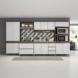 Cozinha Modulada Balcão Pia Torre Quente Sabrina 360x202 Cm 6 Peças mdp Branco menu Menor preço em Cozinha Modulada Balcão Pia Torre Quente Sabrina 360x202 Cm 6 Peças mdp Branco menu