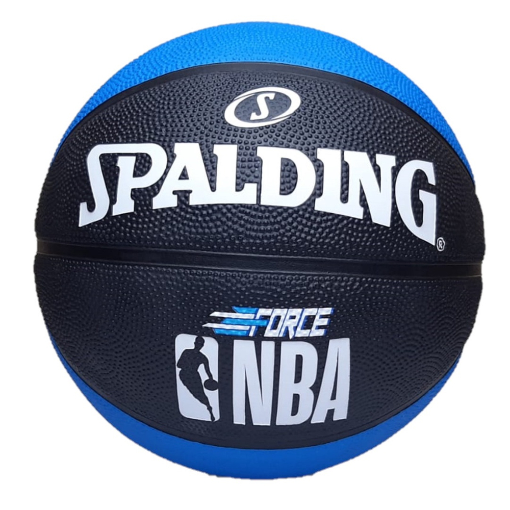 Bola de Basquete Spalding Force - Preto+Azul:Preto/Único/Preto