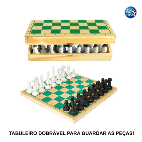 Jogo de Dama Xadrez Tabuleiro Madeira Original Pais e Filhos na Americanas  Empresas