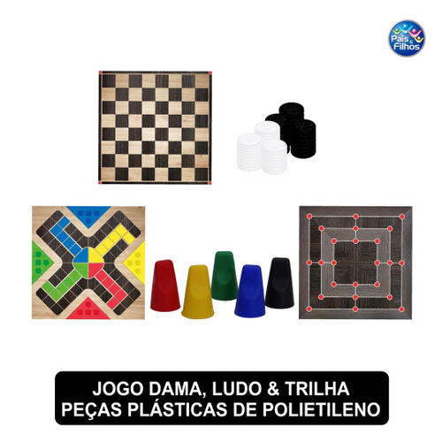 Jogo de dama com tabuleiro + 24 pecas na caixa em Promoção na Americanas