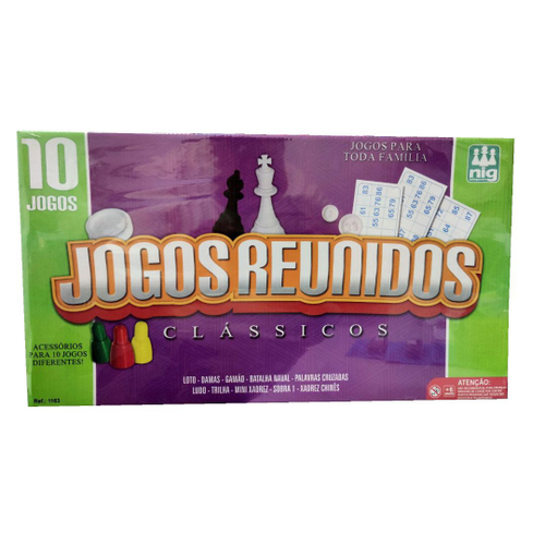 Kit 10 Jogos Clássicos Reunidos Xadrez Damas Ludo Batalha Naval