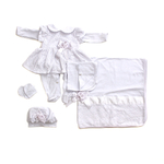 Kit Enxoval De Boneca Saída Maternidade de Luxo Nara Branco Para Bebê Reborn com 4 Peças